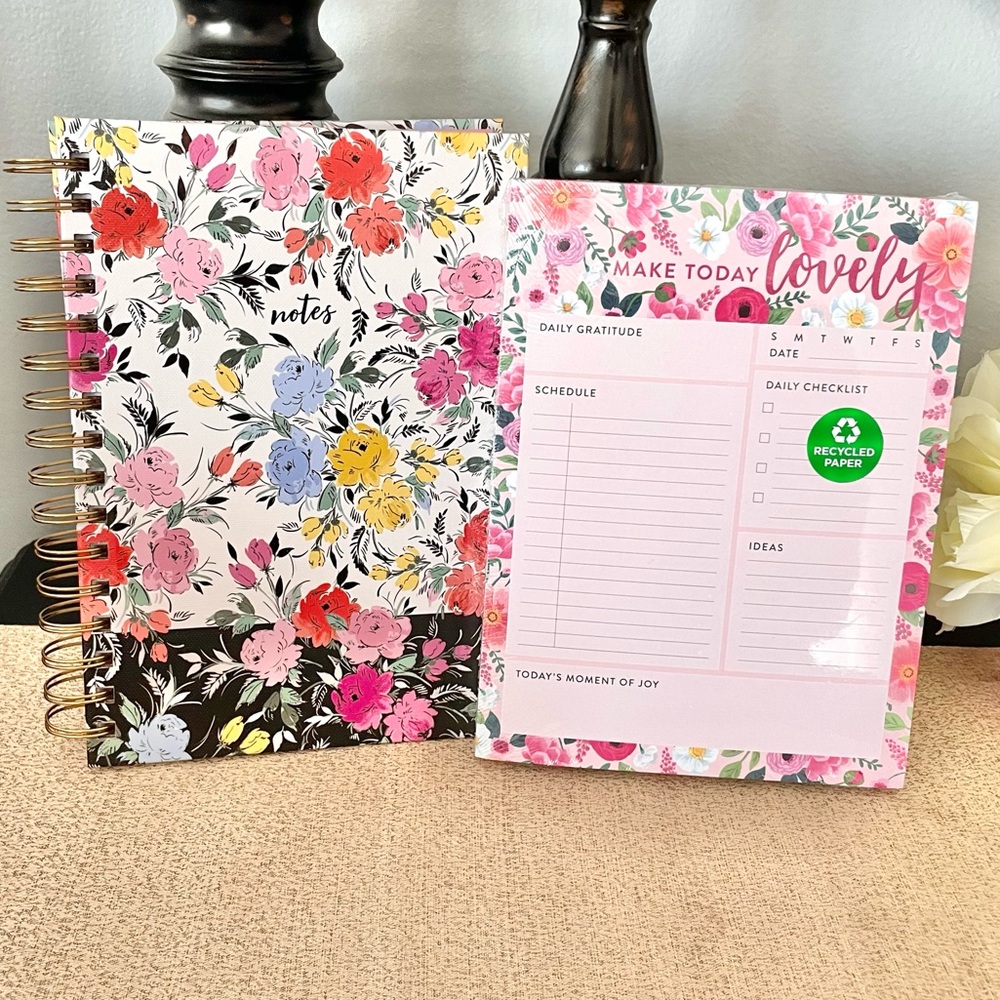 NWT Floral Hardcover Notebook/Journal Notepad Stationery Bundle